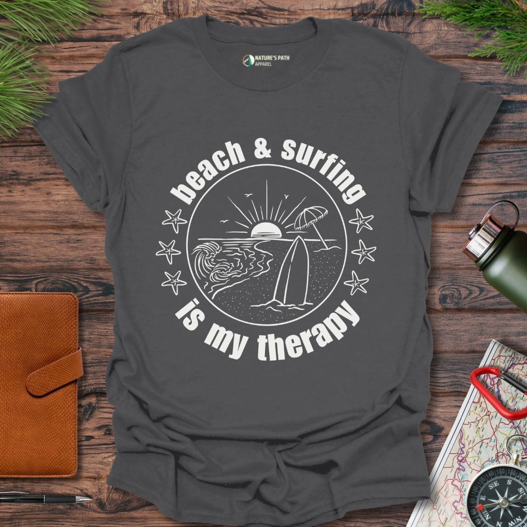 charcoal / S Beach & Surfing Is My Therapy T-Shirt Natures-Path-Apparel