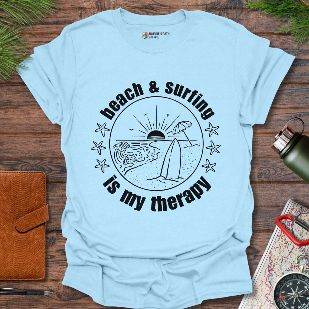 light blue / S Beach & Surfing Is My Therapy T-Shirt Natures-Path-Apparel