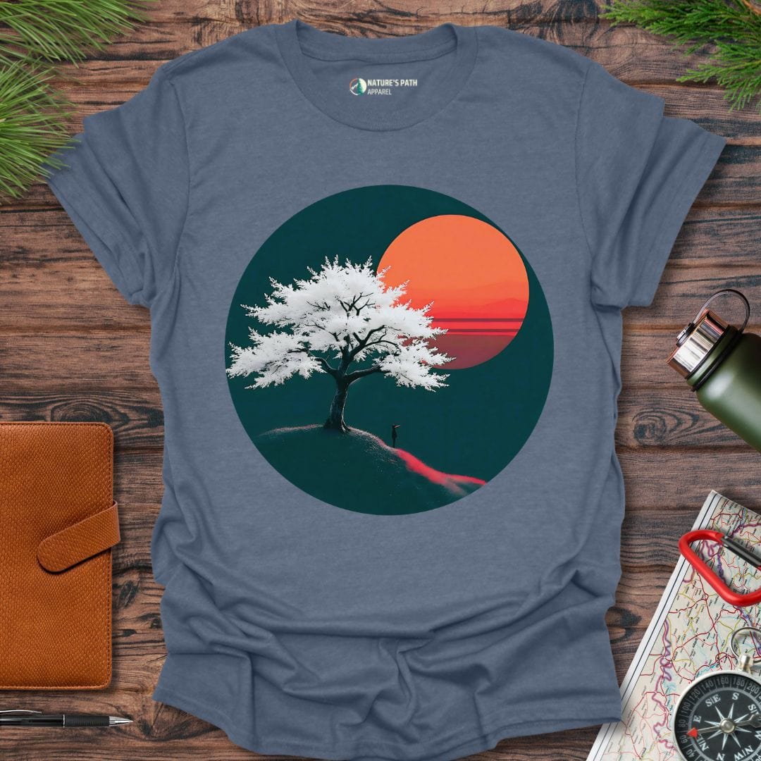 heather indigo / S Cherry Blossom Serenity T-Shirt Natures-Path-Apparel