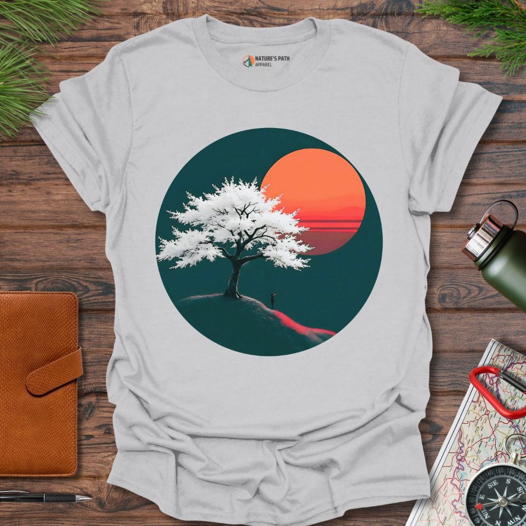 ice grey / S Cherry Blossom Serenity T-Shirt Natures-Path-Apparel