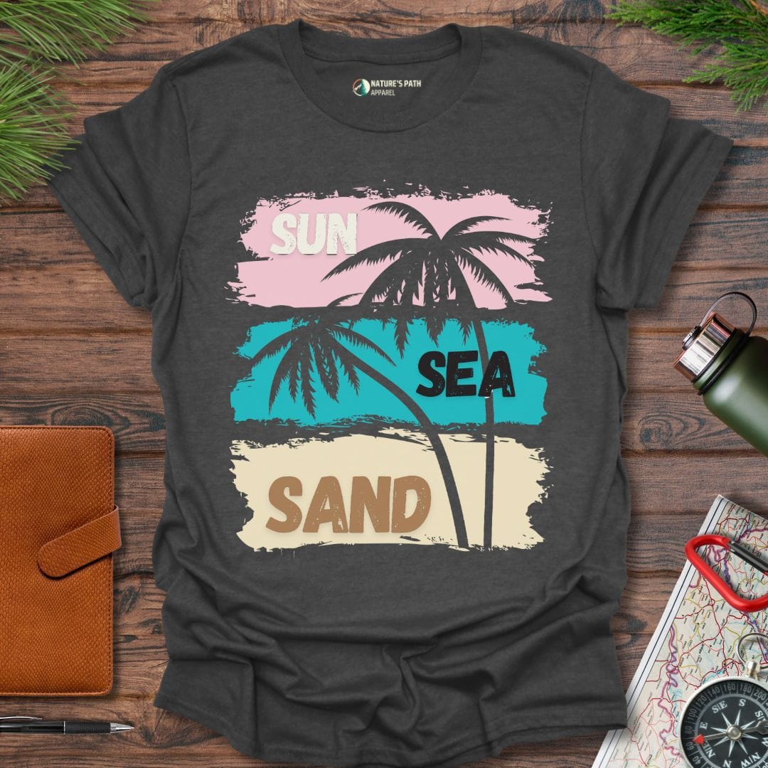 dark heather / S Coastal Sun Sea Sand T-Shirt Natures-Path-Apparel