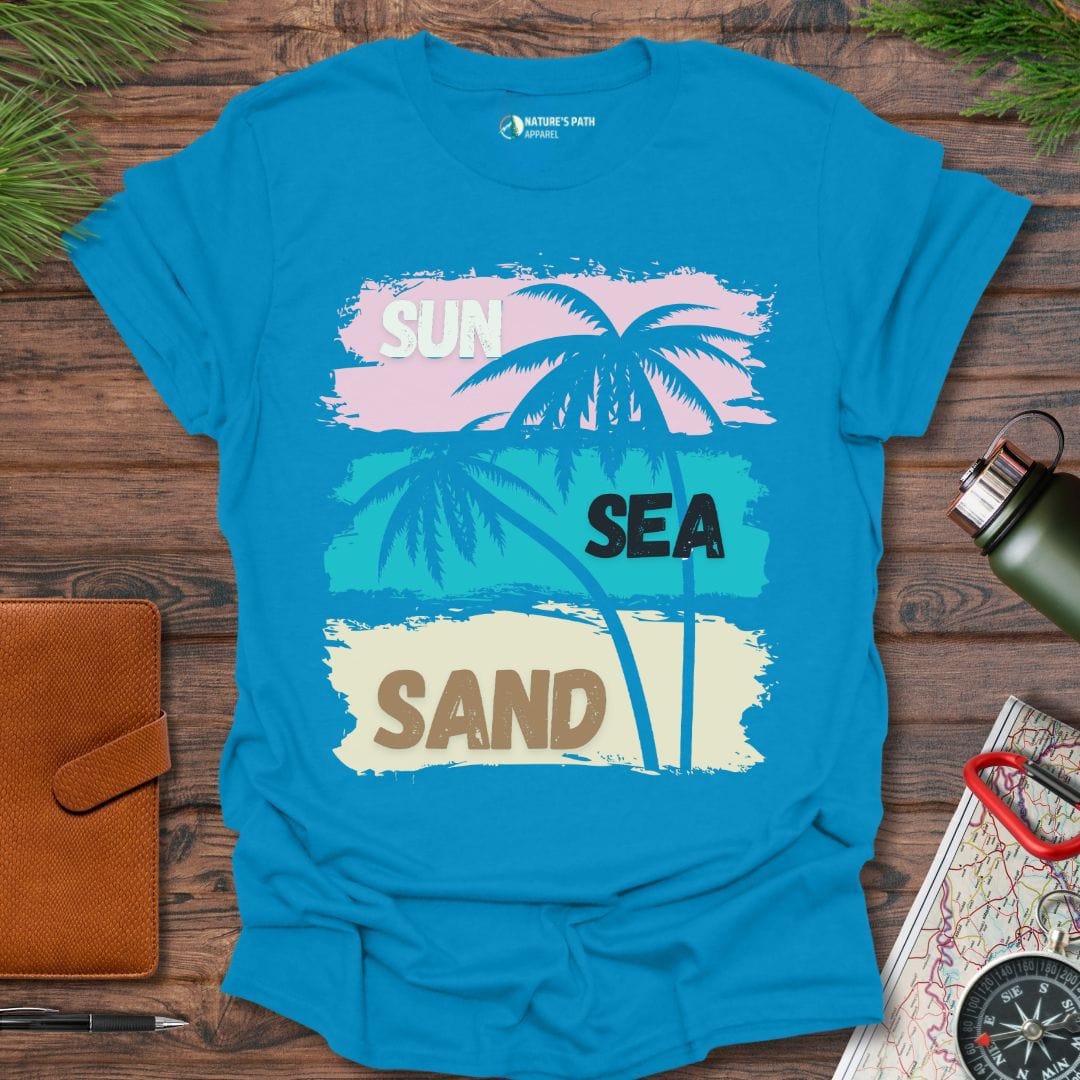 sapphire / S Coastal Sun Sea Sand T-Shirt Natures-Path-Apparel