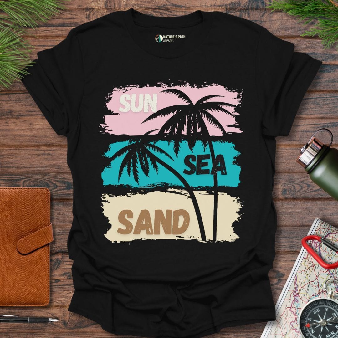 Black / S Coastal Sun Sea Sand T-Shirt Natures-Path-Apparel