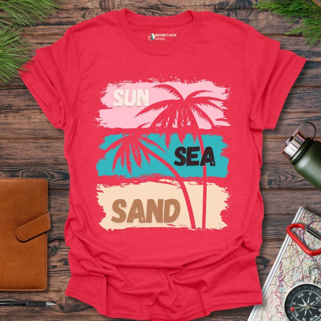 heather red / S Coastal Sun Sea Sand T-Shirt Natures-Path-Apparel