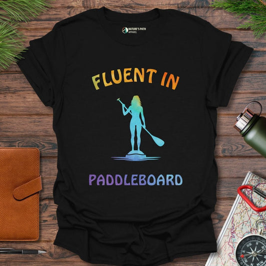 Black / S Fluent In Paddleboarding T-Shirt Natures-Path-Apparel