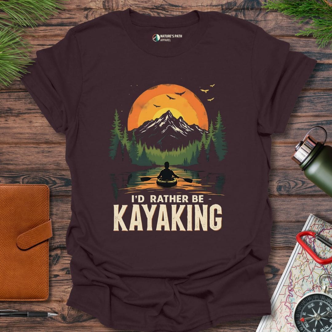 dark chocolate / S I'd Rather Be Kayaking T-Shirt Natures-Path-Apparel