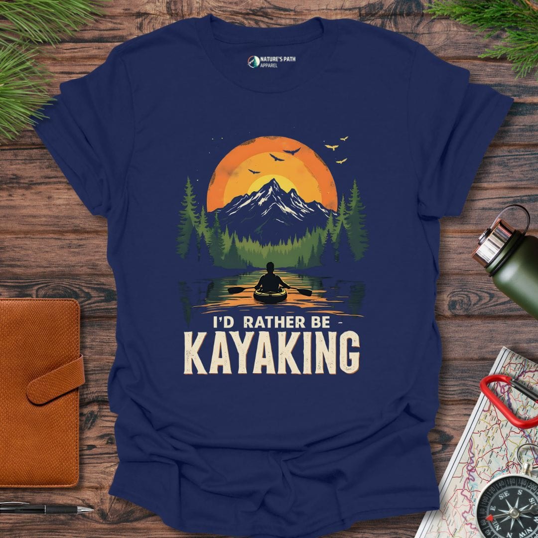 Navy / S I'd Rather Be Kayaking T-Shirt Natures-Path-Apparel