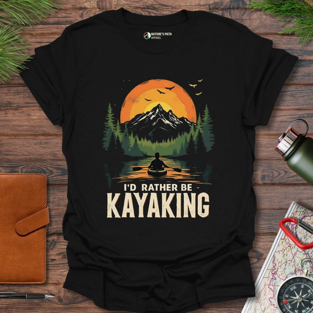 Black / S I'd Rather Be Kayaking T-Shirt Natures-Path-Apparel