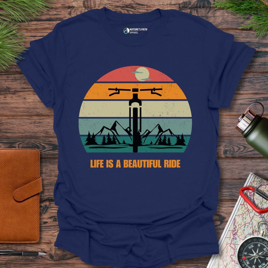 Navy / S Life Is A Beautiful Ride T-Shirt Natures-Path-Apparel