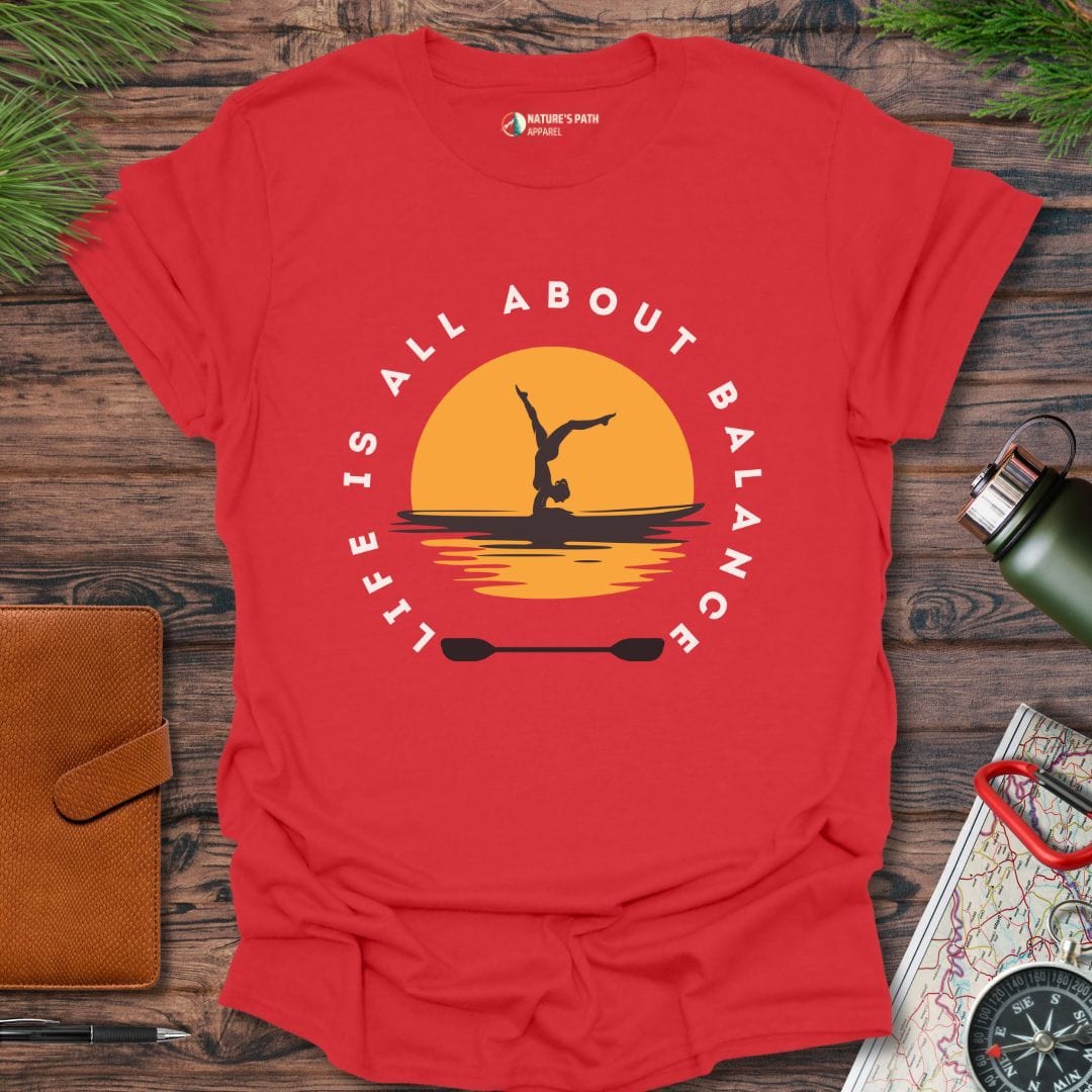 Red / S Life Is All About Balance T-Shirt Natures-Path-Apparel