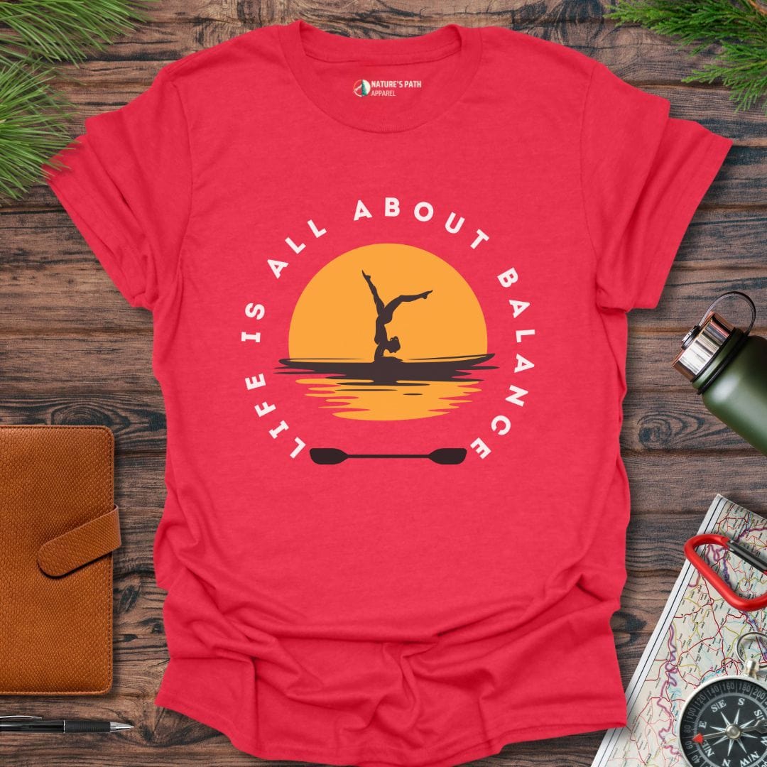 heather red / S Life Is All About Balance T-Shirt Natures-Path-Apparel