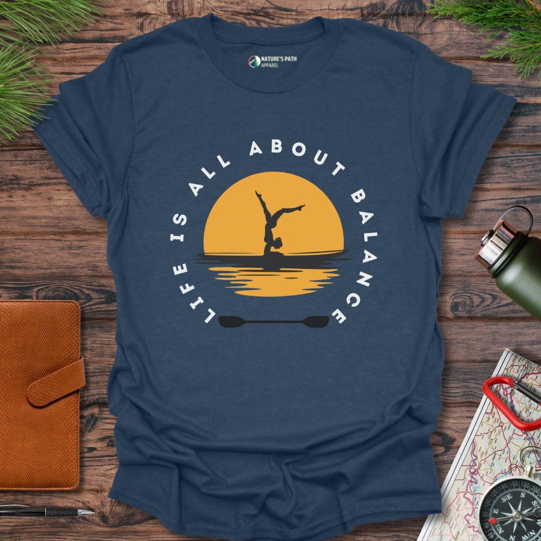 heather navy / S Life Is All About Balance T-Shirt Natures-Path-Apparel