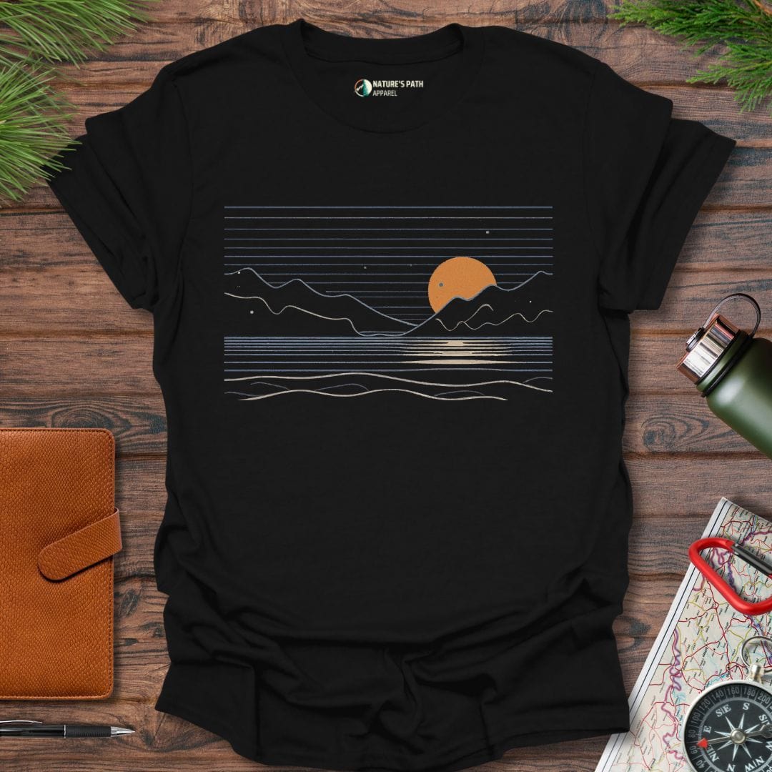 Black / S Minimalist Horizon T-Shirt Natures-Path-Apparel