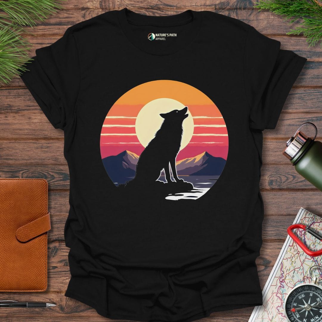 Black / S Moonlit Wolf T-Shirt Natures-Path-Apparel