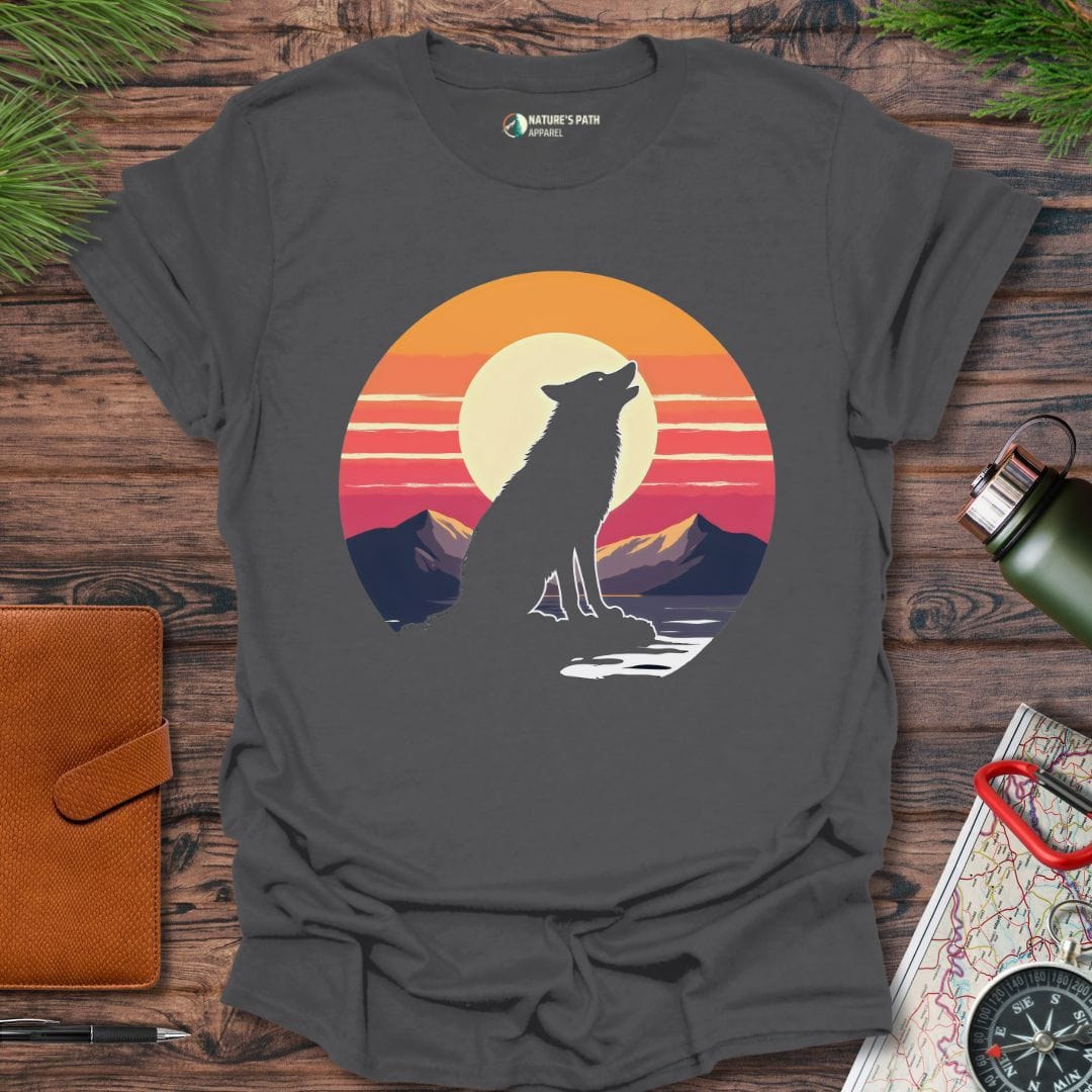 charcoal / S Moonlit Wolf T-Shirt Natures-Path-Apparel