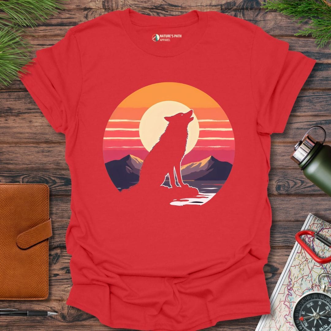 Red / S Moonlit Wolf T-Shirt Natures-Path-Apparel