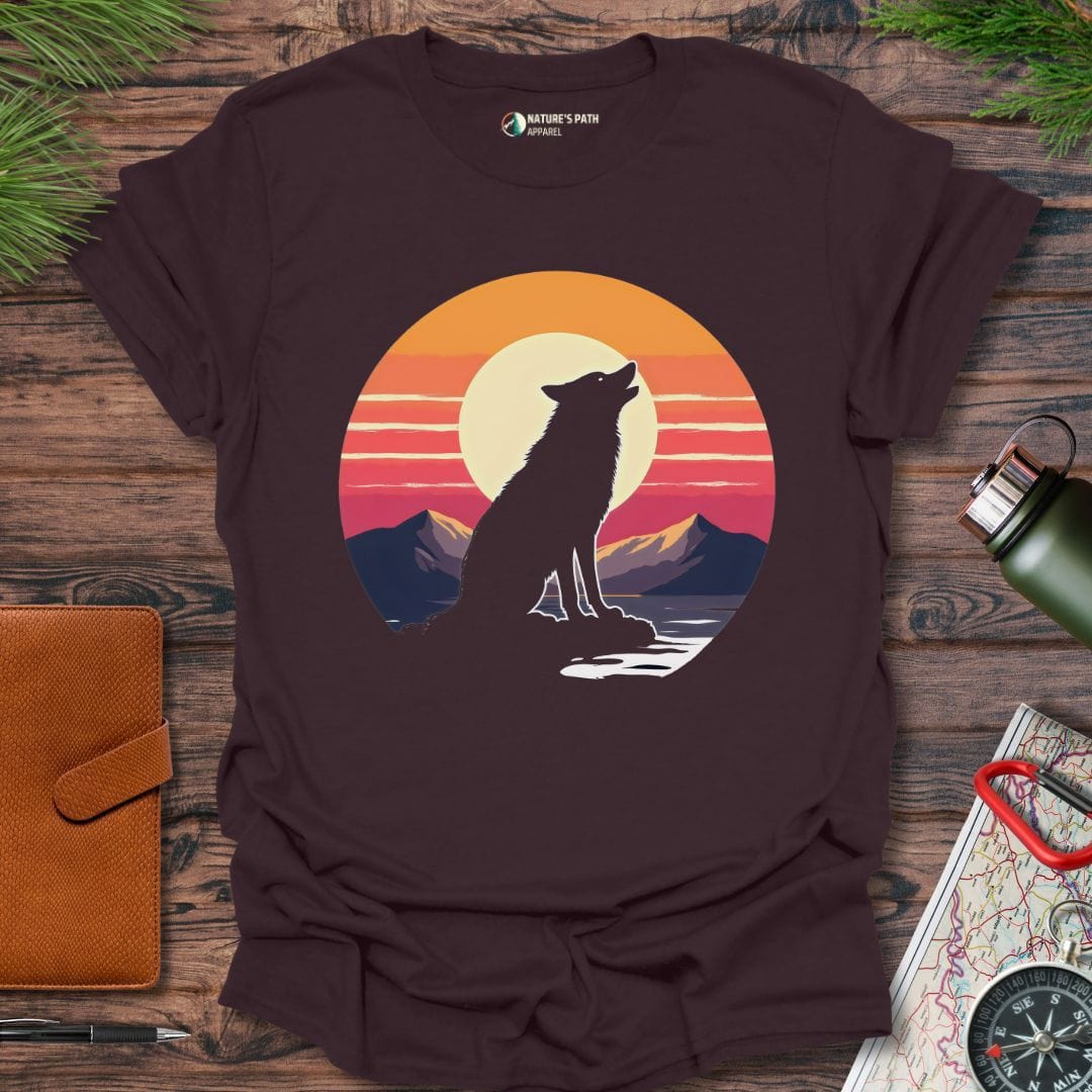 dark chocolate / S Moonlit Wolf T-Shirt Natures-Path-Apparel