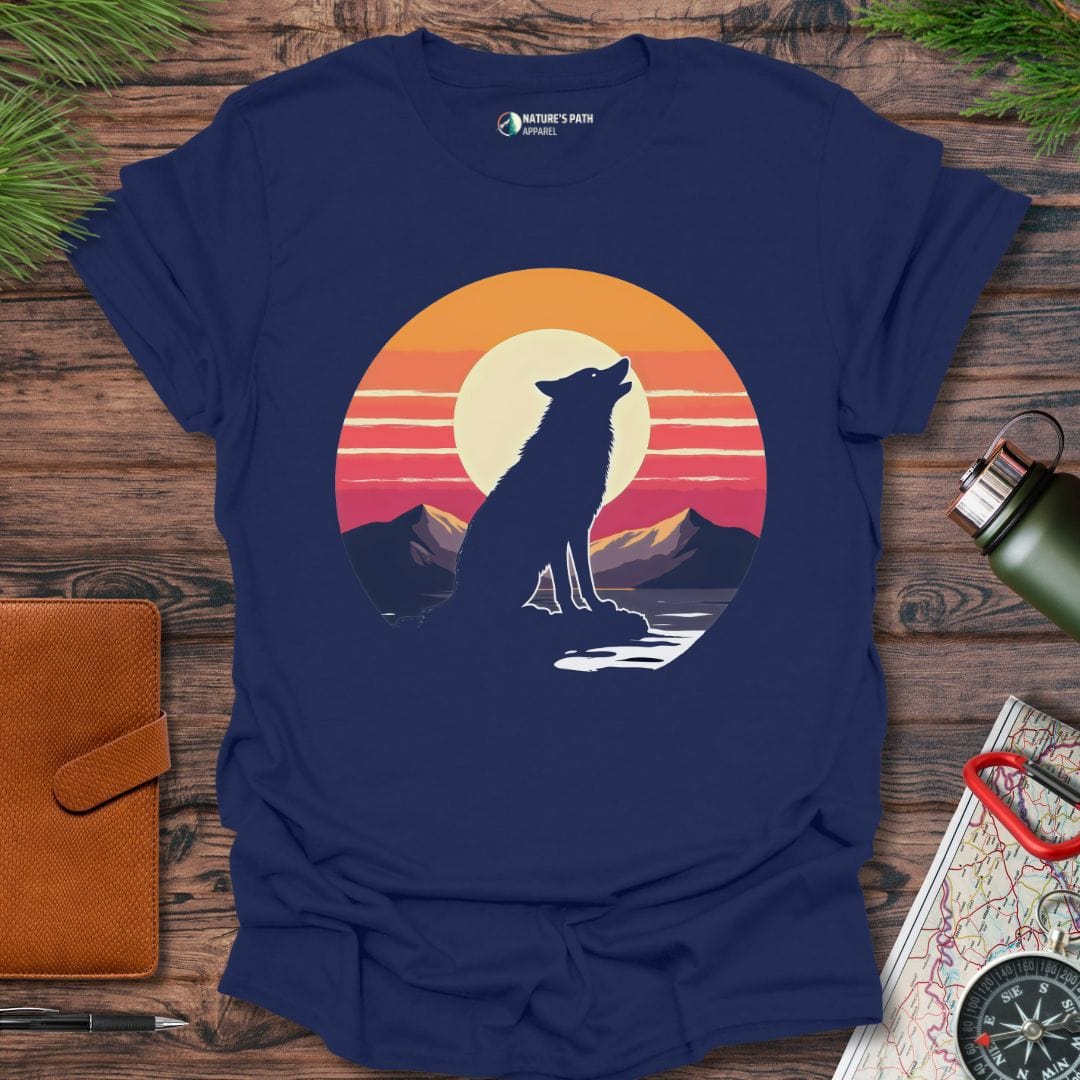 Navy / S Moonlit Wolf T-Shirt Natures-Path-Apparel