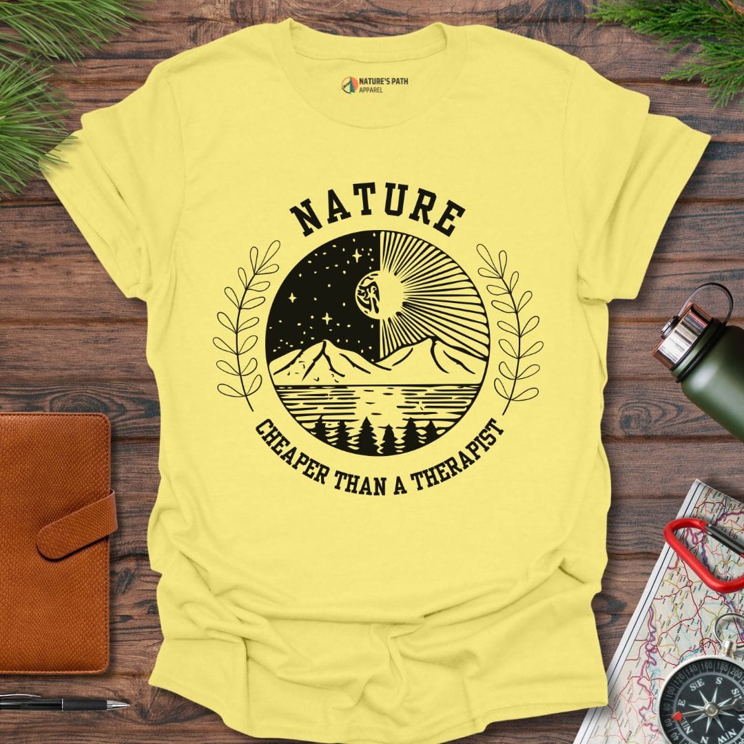 cornsilk / S Nature, Cheaper Than A Therapist T-Shirt Natures-Path-Apparel