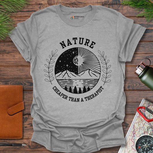 sport grey / S Nature, Cheaper Than A Therapist T-Shirt Natures-Path-Apparel