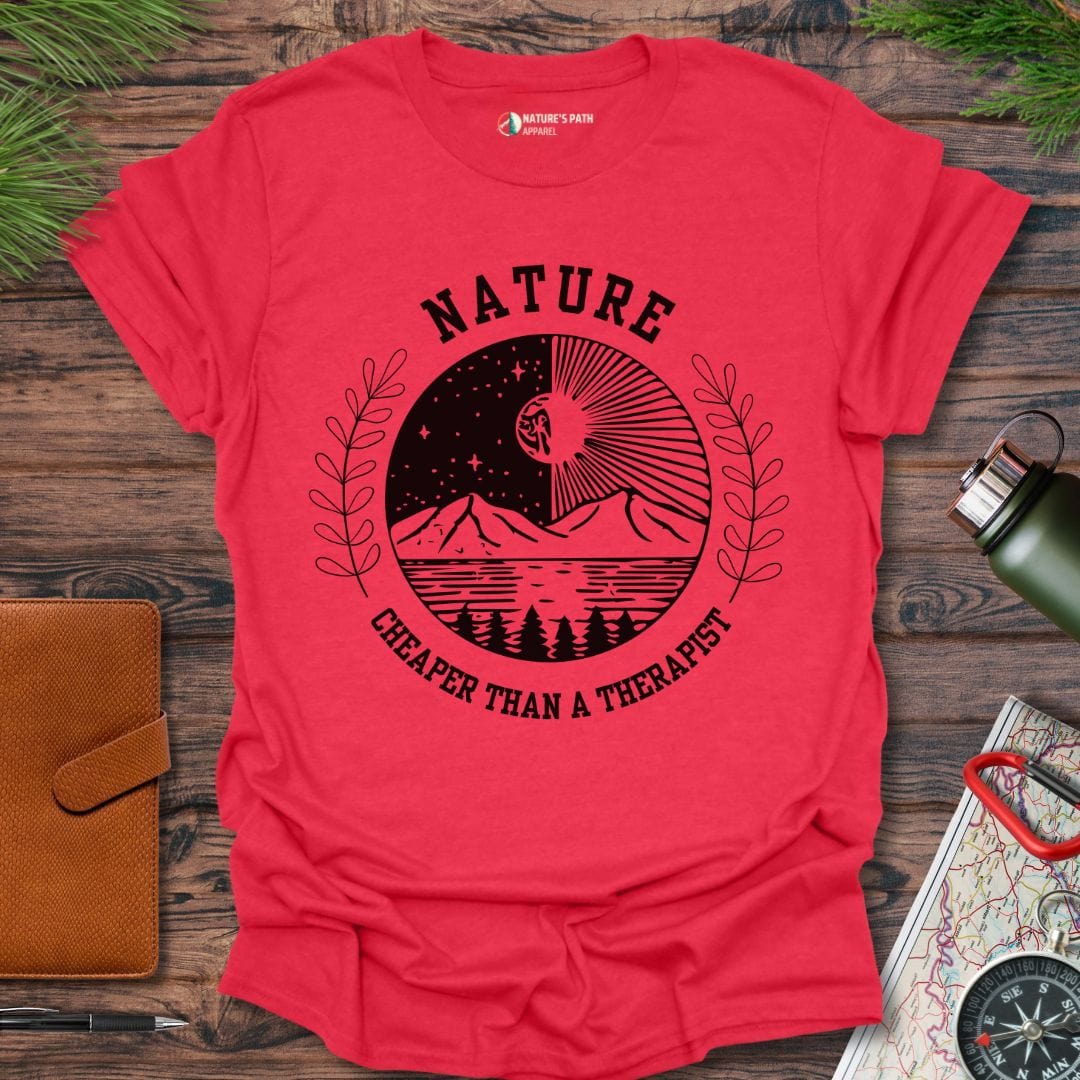 heather red / S Nature, Cheaper Than A Therapist T-Shirt Natures-Path-Apparel