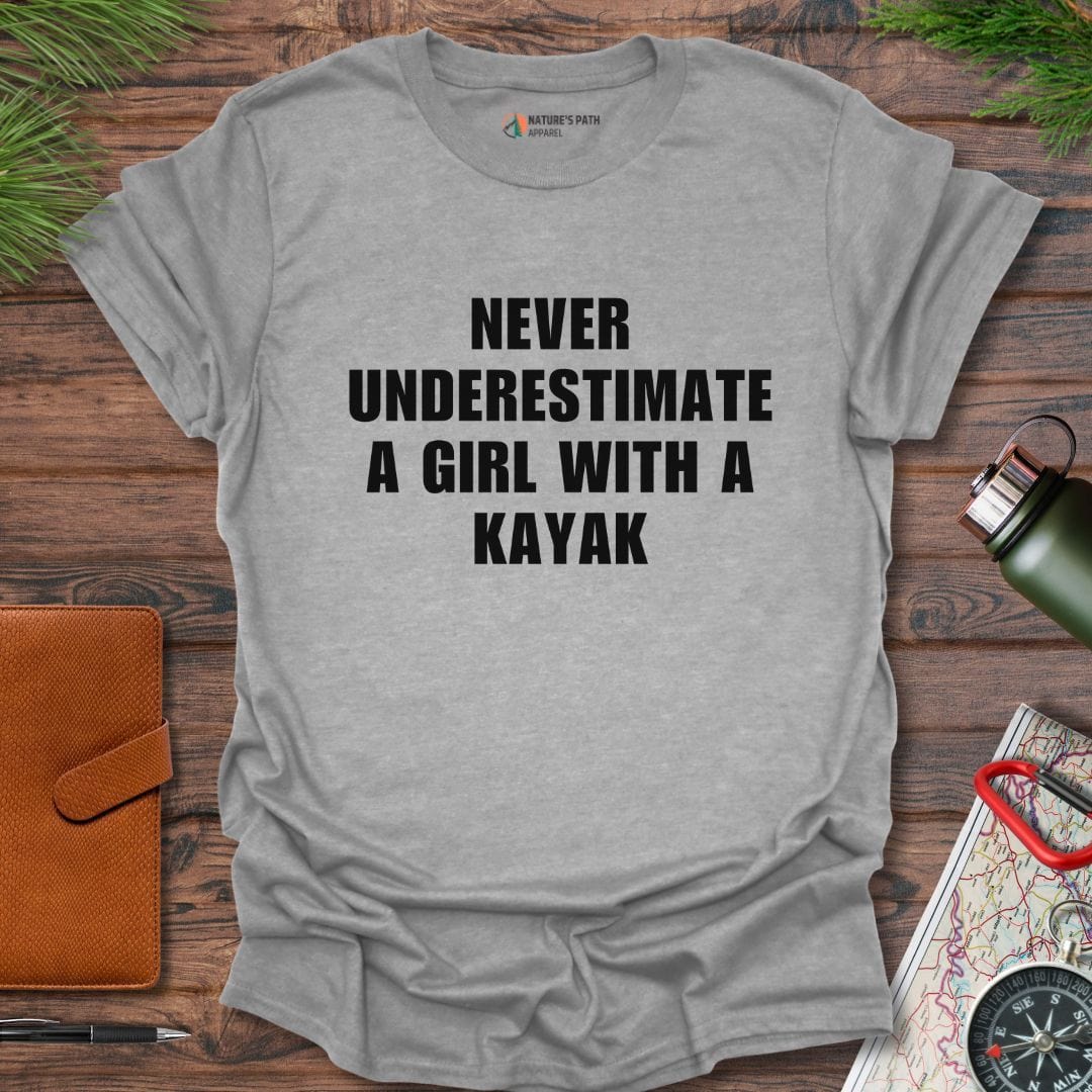 sport grey / S Never Underestimate A Girl With A Kayak T-Shirt Natures-Path-Apparel