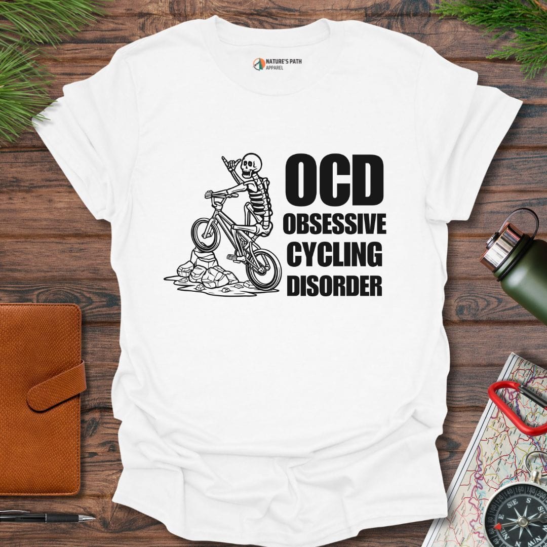 White / S Skeleton Cycling OCD T-Shirt Natures-Path-Apparel