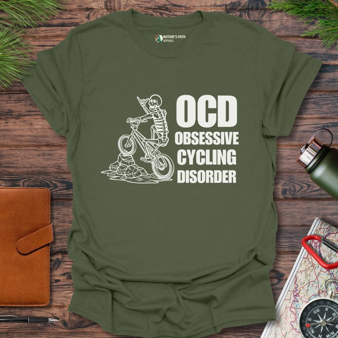 military green / S Skeleton Cycling OCD T-Shirt Natures-Path-Apparel