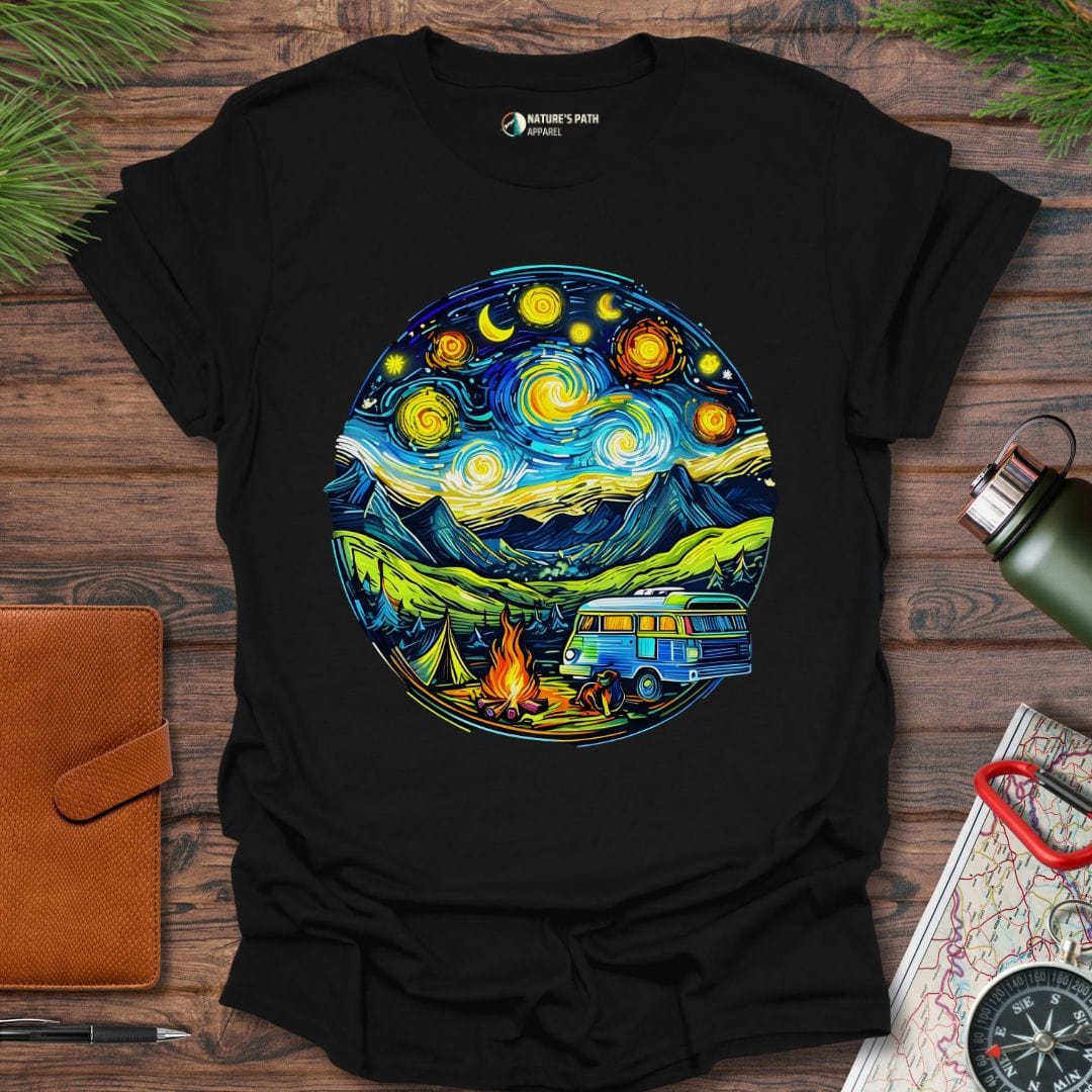 Black / S Starlit Mountain Escape T-Shirt Natures-Path-Apparel