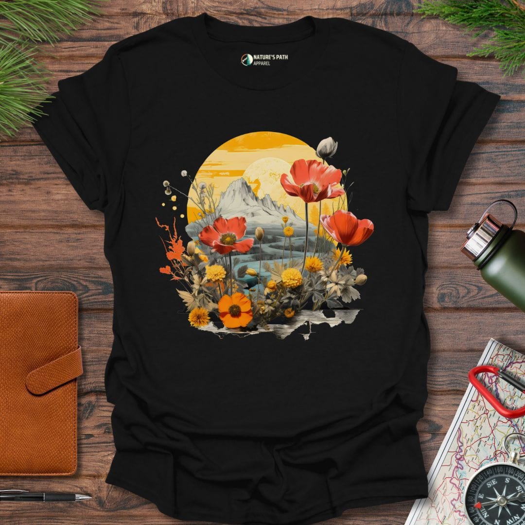 Black / S Sunlit Blossoms T-Shirt Natures-Path-Apparel