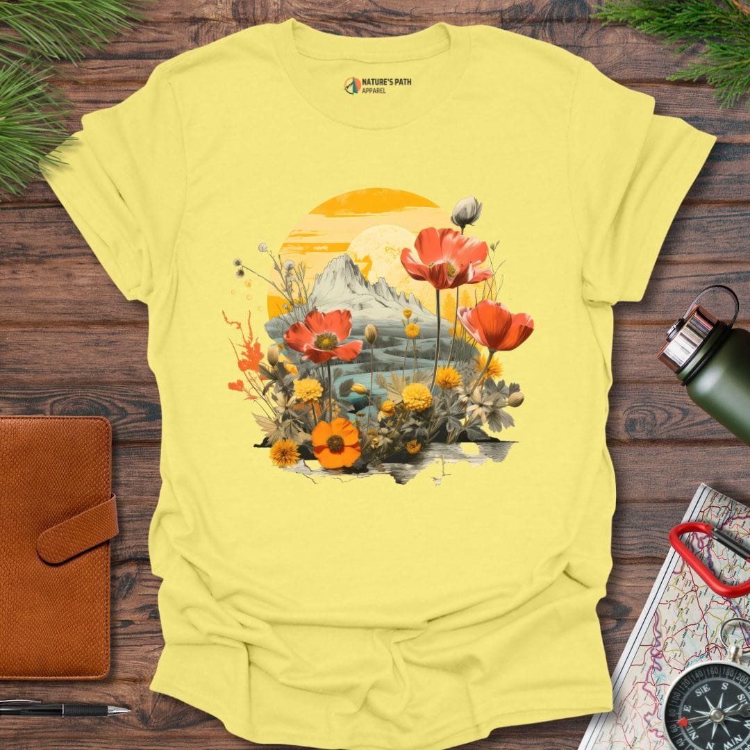 cornsilk / S Sunlit Blossoms T-Shirt Natures-Path-Apparel