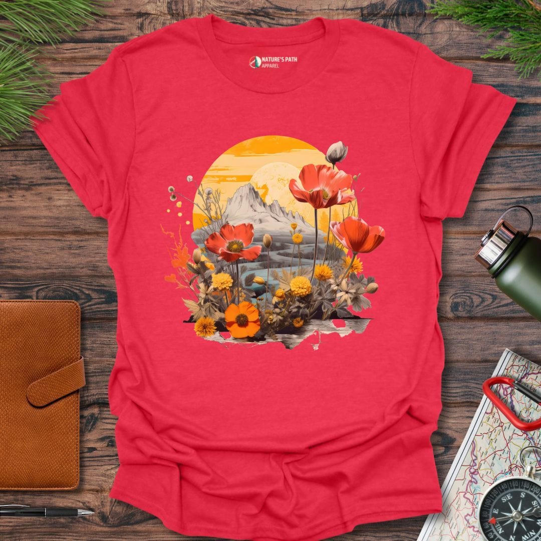 heather red / S Sunlit Blossoms T-Shirt Natures-Path-Apparel