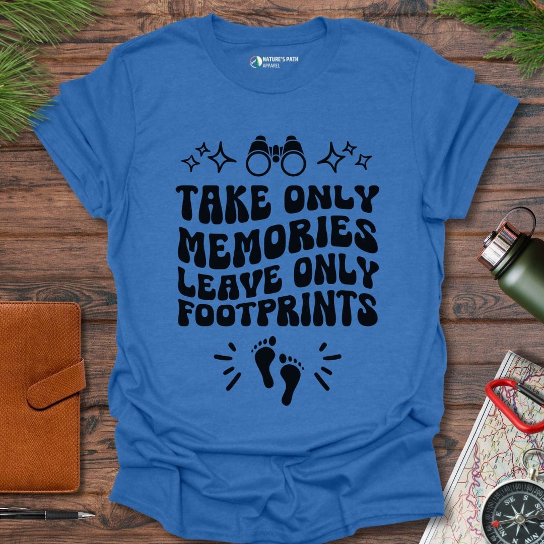 heather royal / S Take Only Memories, Leave Only Footprints T-Shirt Natures-Path-Apparel