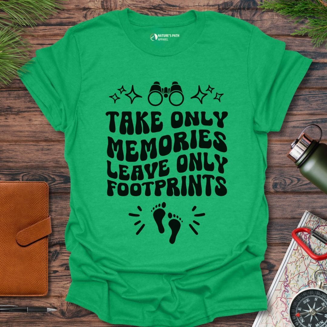 heather irish green / S Take Only Memories, Leave Only Footprints T-Shirt Natures-Path-Apparel