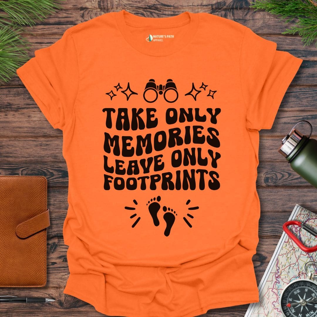 Orange / S Take Only Memories, Leave Only Footprints T-Shirt Natures-Path-Apparel