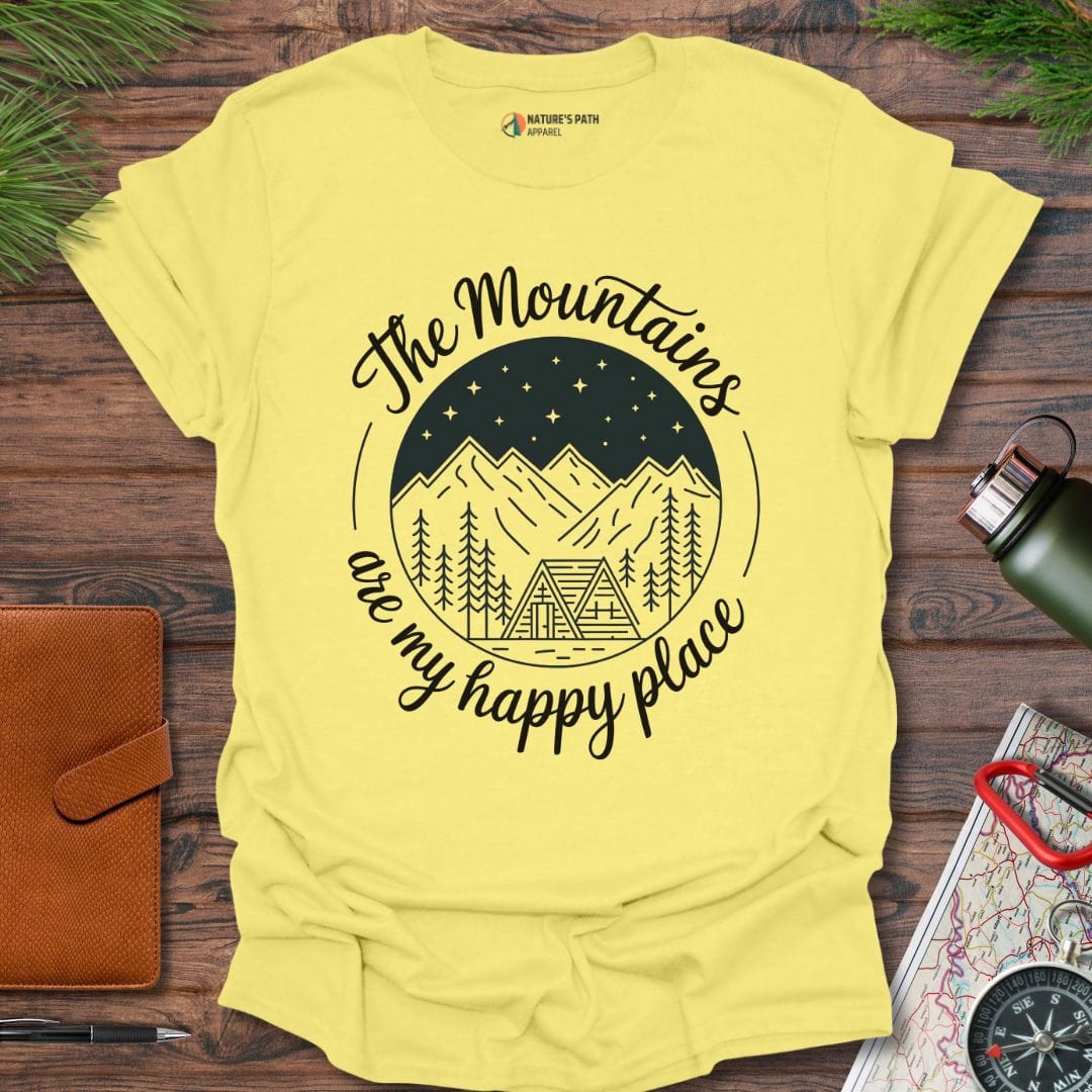 cornsilk / S The Mountains Are My Happy Place -II T-Shirt Natures-Path-Apparel