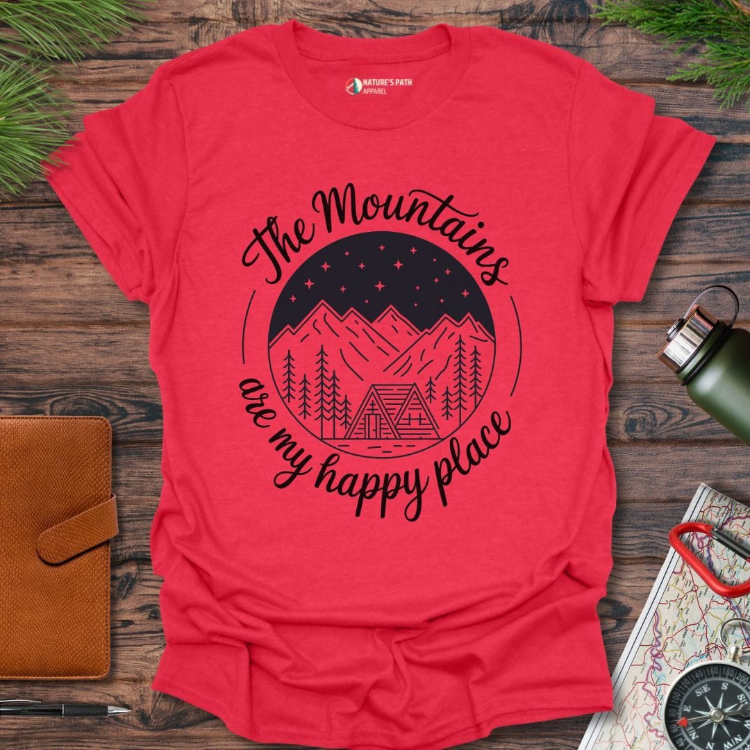 heather red / S The Mountains Are My Happy Place -II T-Shirt Natures-Path-Apparel